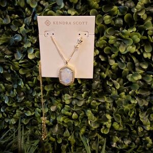 Kendra Scott x LoveShackFancy Daphne Gold Locket Necklace Whisper Blue Floral